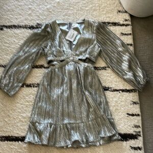 Silver metallic Suboo cutout short dress size M nwt